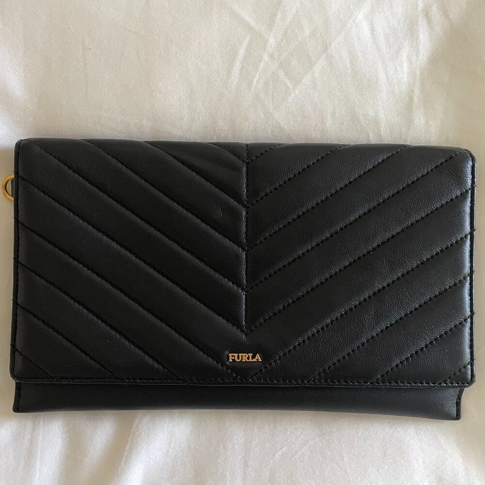 Furla Black Quilted Clutch